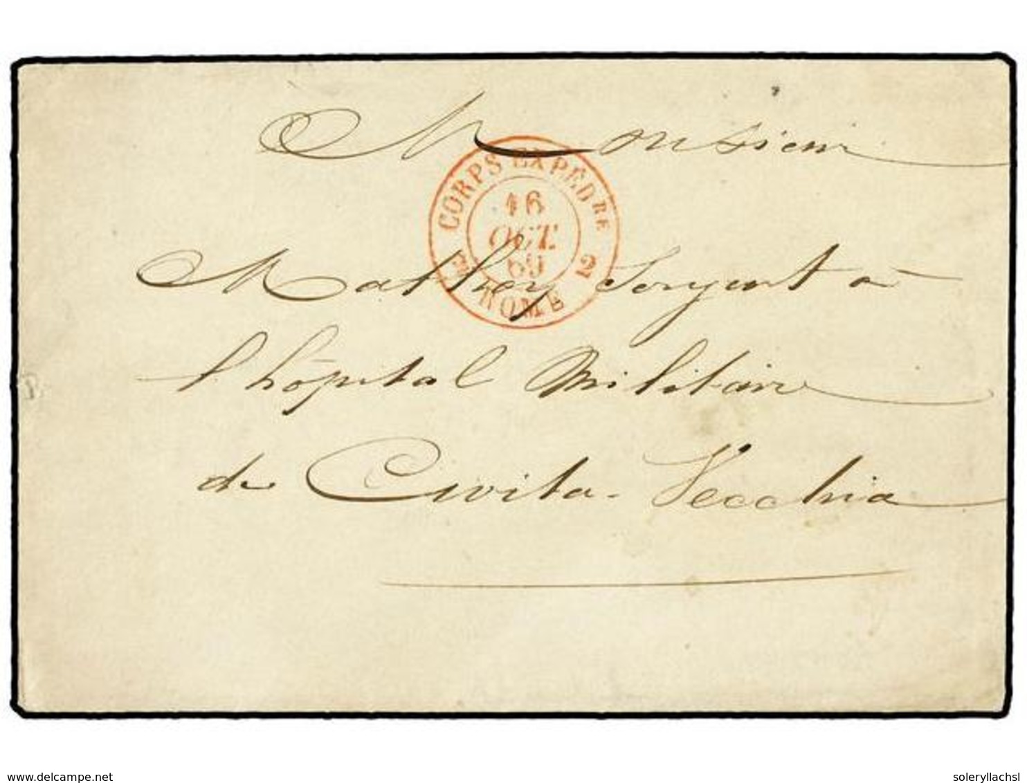 ITALIA. 1869 (Oct. 16). Stampless Cover And Complete Original Contents, Mailed Under Miliatry Concession To The Military - Altri & Non Classificati