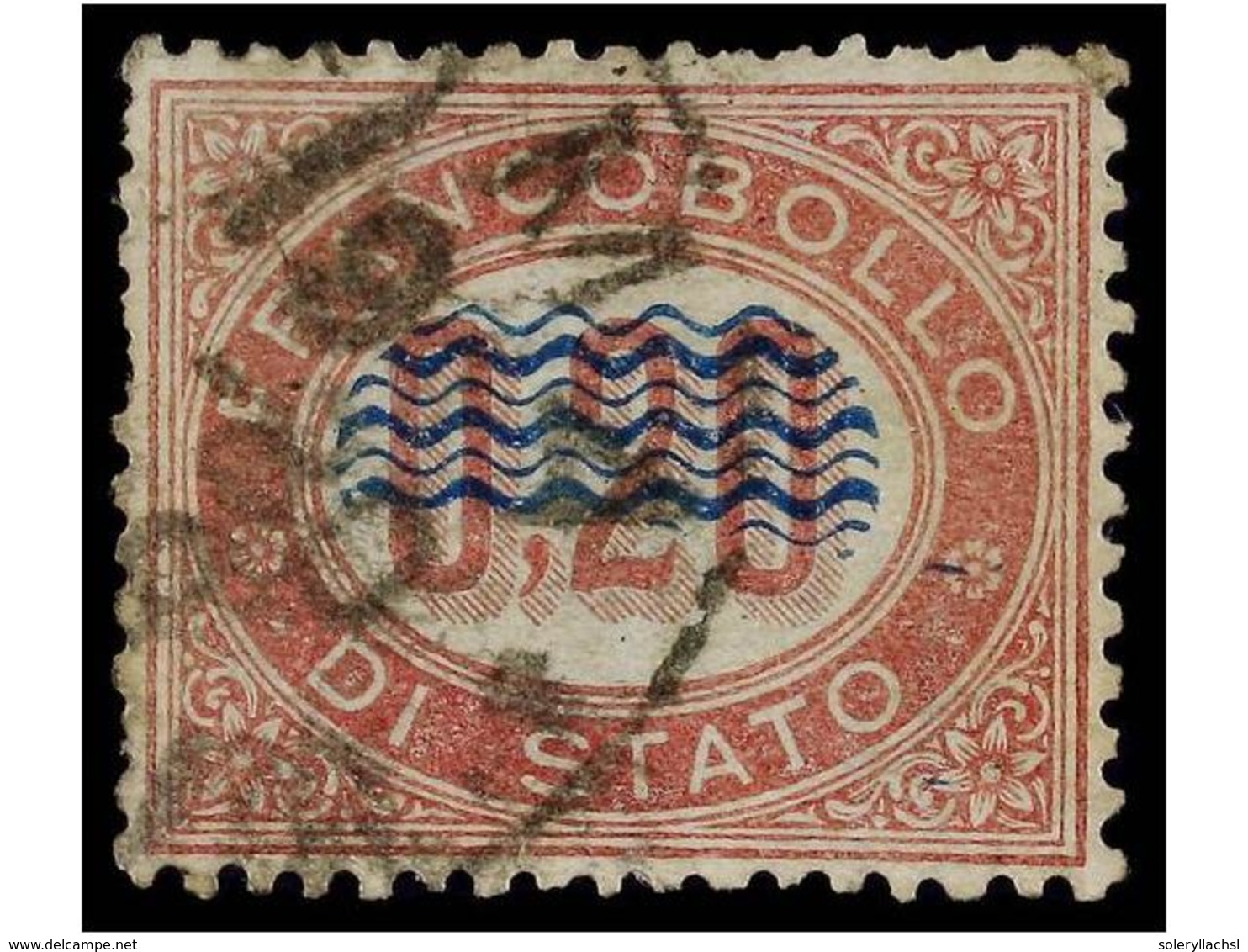 ° ITALIA. Sa.31d. 2 Cts. S. 0,20 Carmín SIN LA SOBRECARGA '2 C'. EXCEPCIONAL Y único Conocido. Cert. E. DIENA Y RAYBAUDI - Andere & Zonder Classificatie