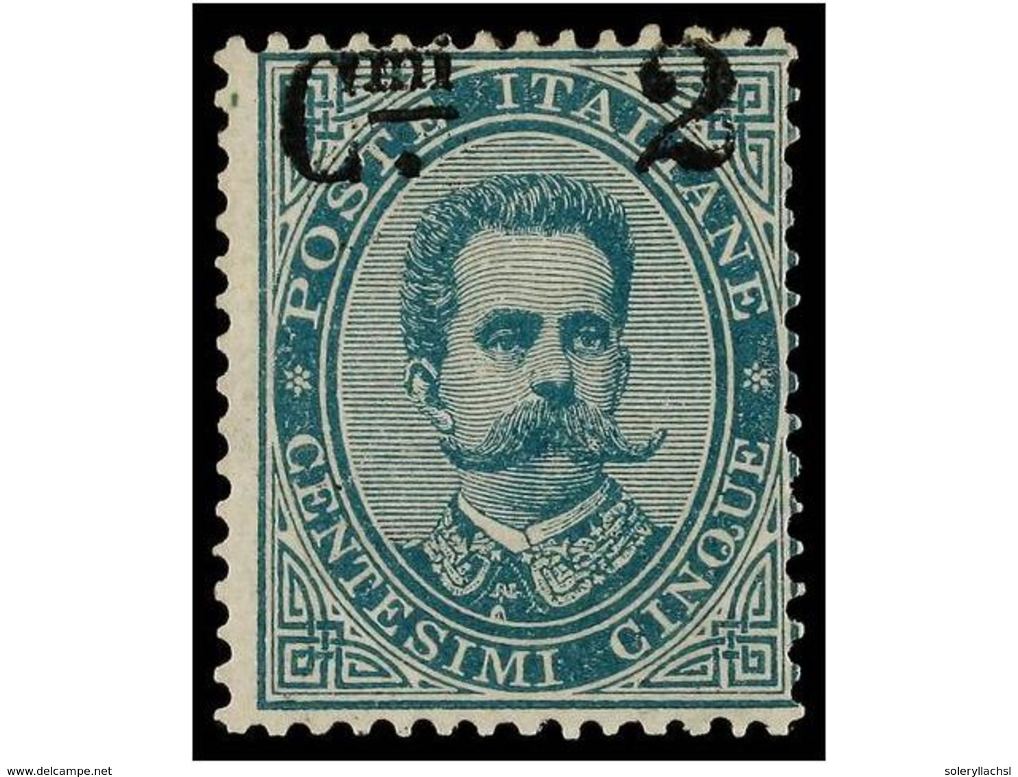 ** ITALIA. Sa.56d. 1890-91. 2 Cts. S. 5 Cts. Verde. SOBRECARGA EN LA PARTE SUPERIOR Y Abajo SOBRECARGA EN 'ALBINO'. Siet - Andere & Zonder Classificatie