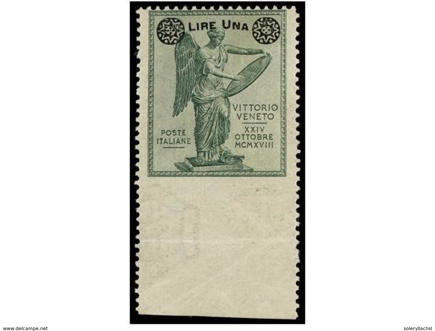 ** ITALIA. Sa.158af. 1 Lira S. 5 Cents. Verde SIN DENTAR MARGEN INFERIOR. - Other & Unclassified