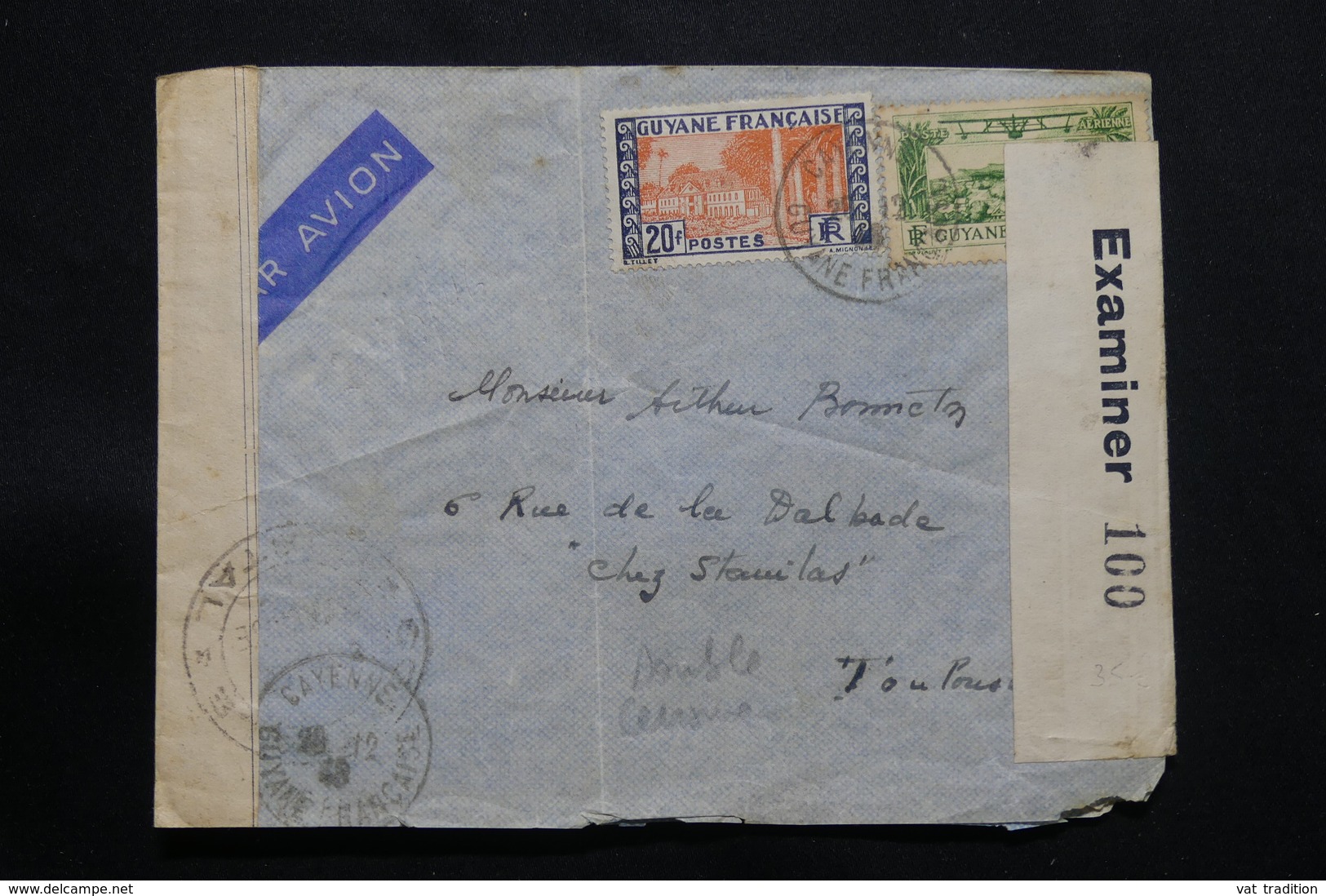 GUYANE - Enveloppe De Cayenne Pour Toulouse Avec Contrôles Postaux, Affranchissement Plaisant - L 54519 - Lettres & Documents