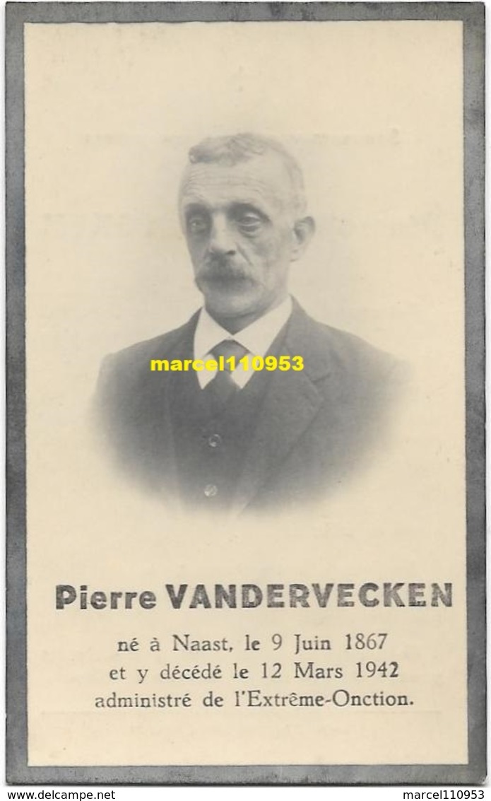 Soignies / Naast -  Vandervecken Pierre 1867/1942 - Avvisi Di Necrologio