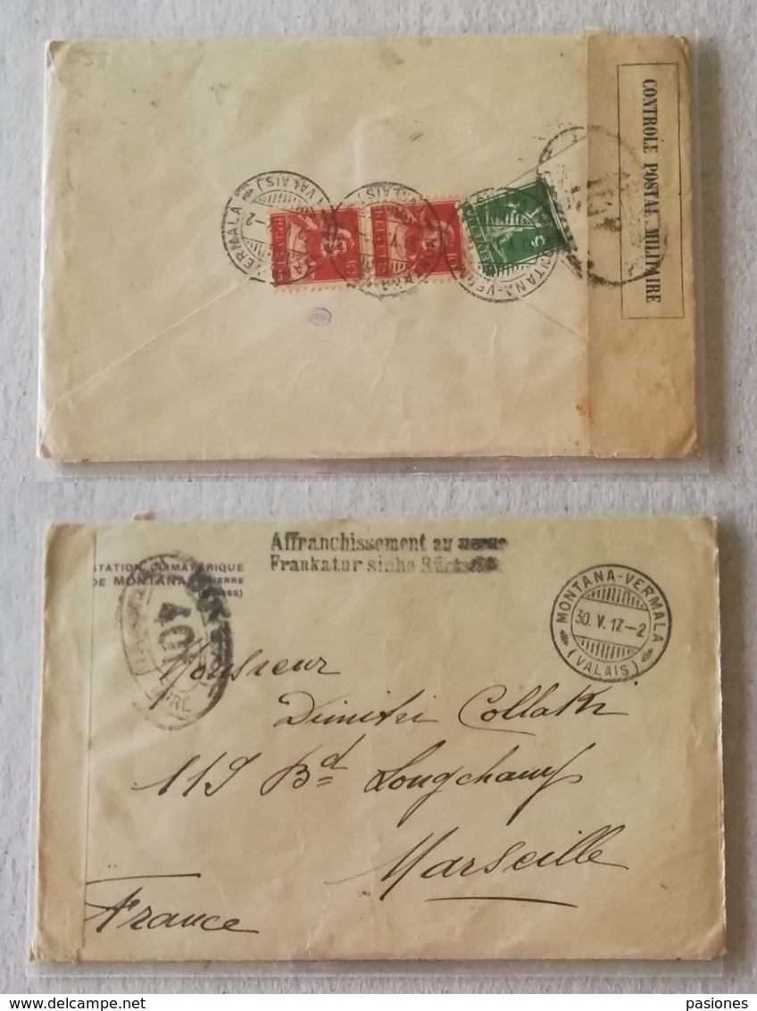 Lettera Da Sanatorium Stephani Station Climatérique De Montana Per Marsiglia - 30/05/1917 - Storia Postale