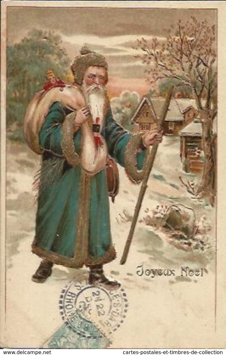 Joyeux Noël , Le Père Noël Arrive , Carte Gaufrée , 1905 - Autres & Non Classés