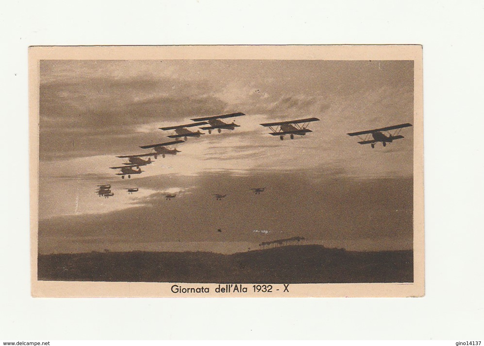 CARTOLINA POSTALE PRIMO DECENNALE FONDAZIONE AERONATICA GIORNATA ALA 1932 - Aviazione