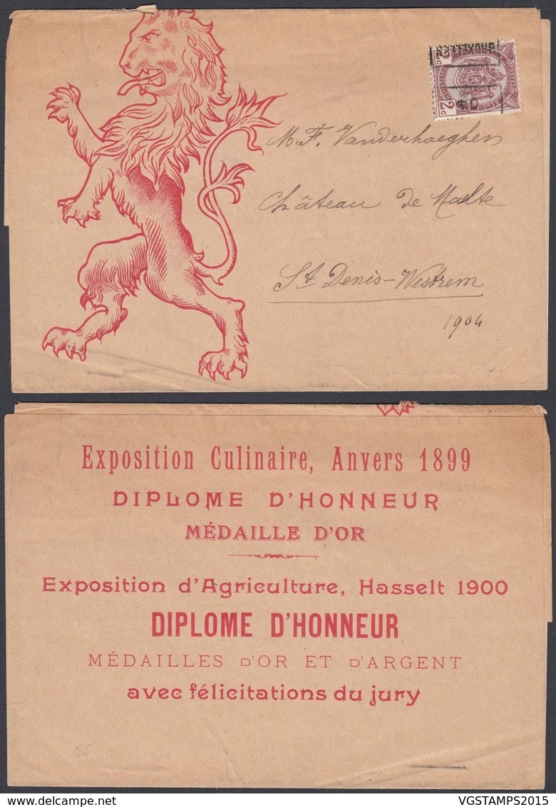 BELGIQUE 2C "BRUXELLES 04" SUR BANDE PUBL "EXPOSITION CULINAIRE ANVERS 1899"(DD) DC-7163 - Roller Precancels 1900-09