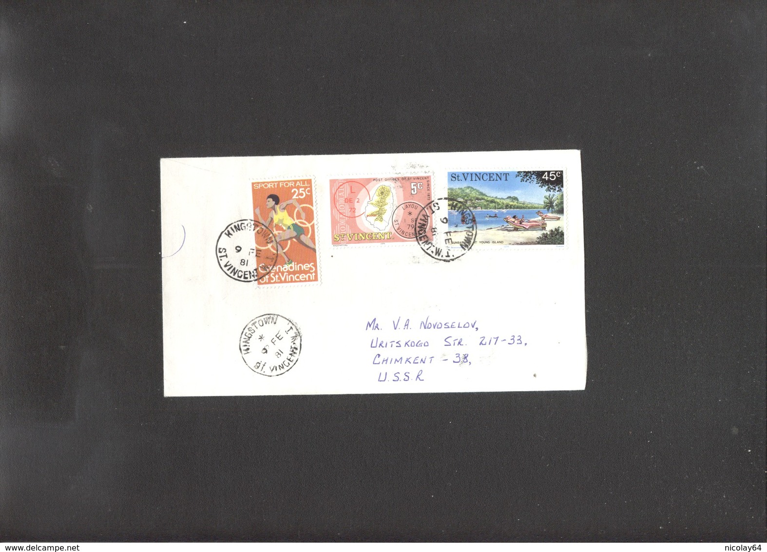 Moscow 1980 Olympics Cover Lettre Brief  Of St. Vincent - Ete 1980: Moscou