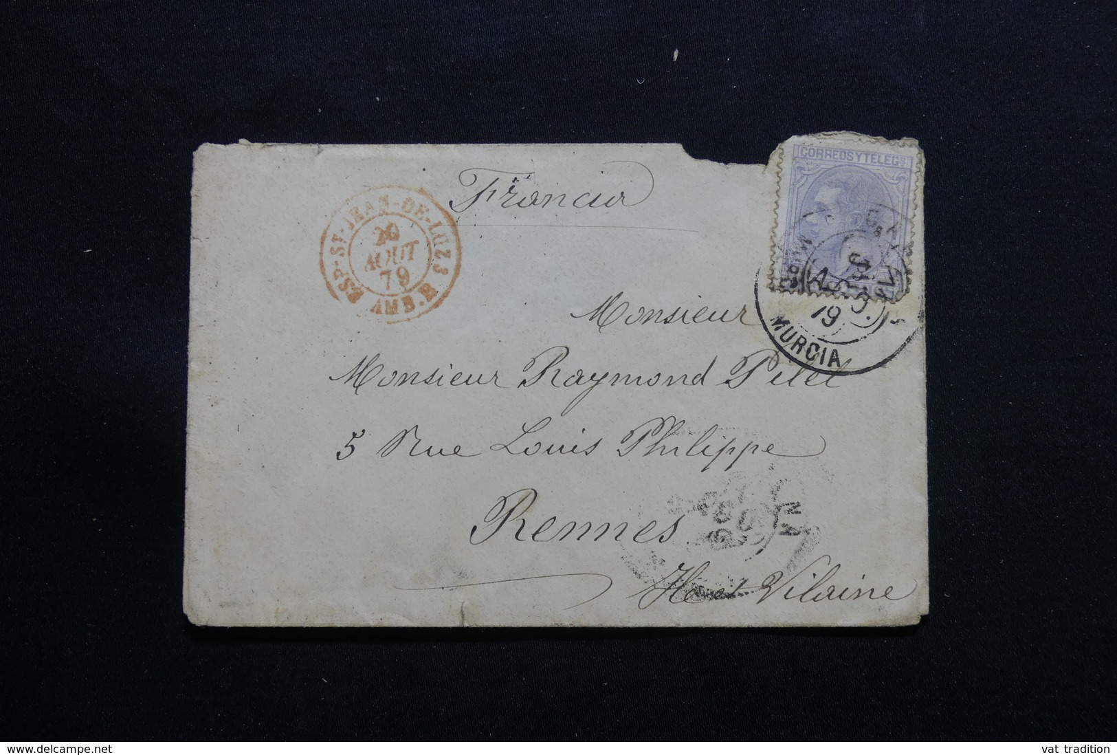 ESPAGNE - Enveloppe Pour La France En 1879, Affranchissement Plaisant - L 54577 - Lettres & Documents