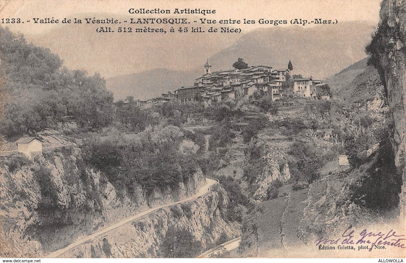 6659 " VALLEE DE LA VESUBIE-LANTOSQUE-VUE ENTRE LES GORGES(ALP.MAR.)" - CART. POST ORIG. SPEDITA 1905 - Lantosque