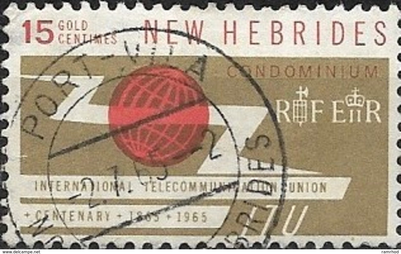 NEW HEBRIDES 1965 Centenary Of ITU - 15c - Red And Drab FU - Usados