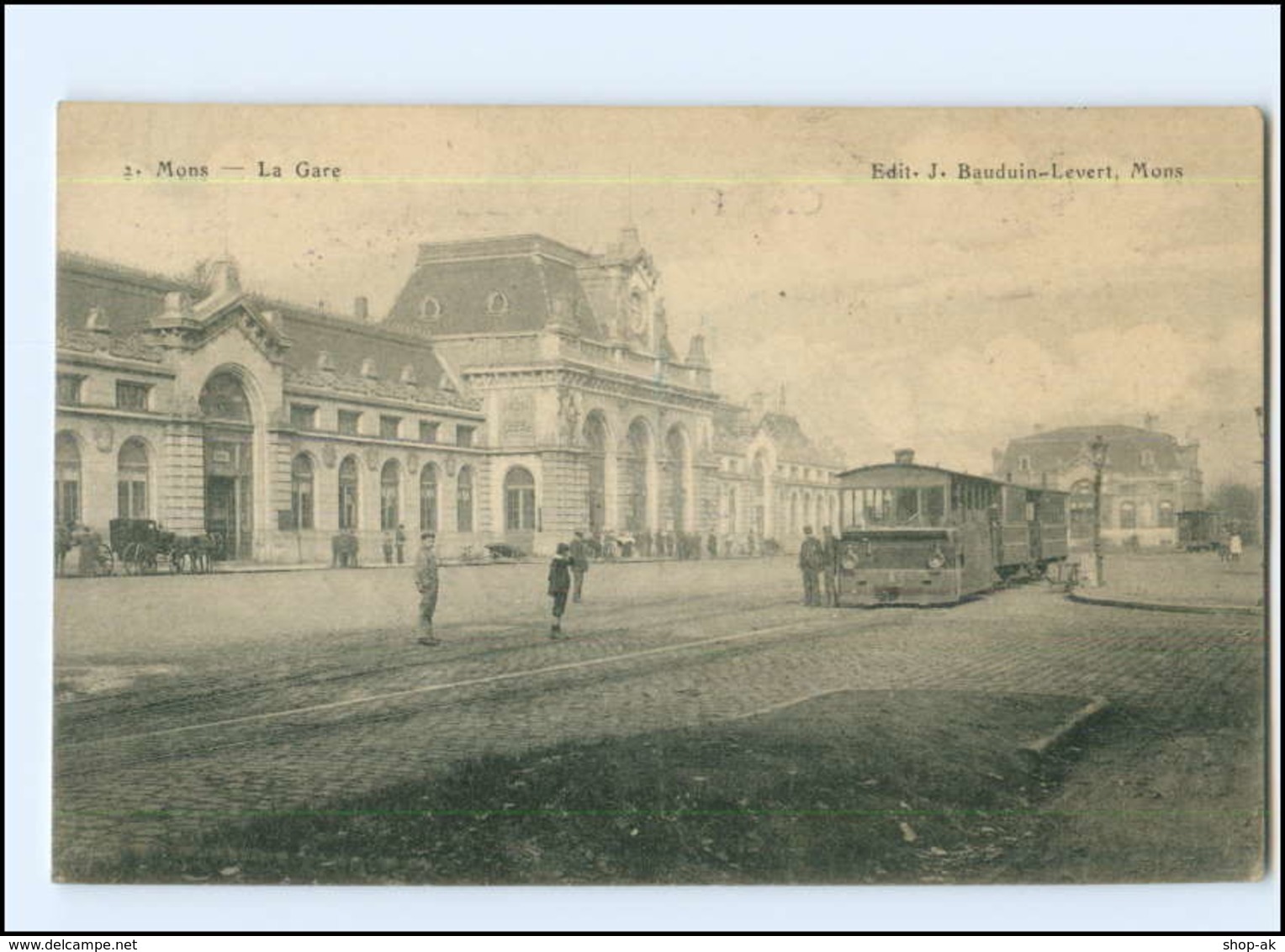 XX008860/ Mons La Gare Bahnhof Straßenbahn AK Belgien 1915 - Altri & Non Classificati