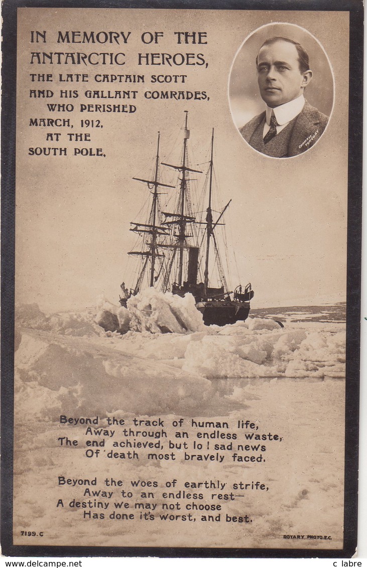 GRANDE - BRETAGNE : CP Photo . En Mémoire Des Héros De L'Antartique , Pole Sud . Capitaine Scotte . Edition Rotary . - Bateaux