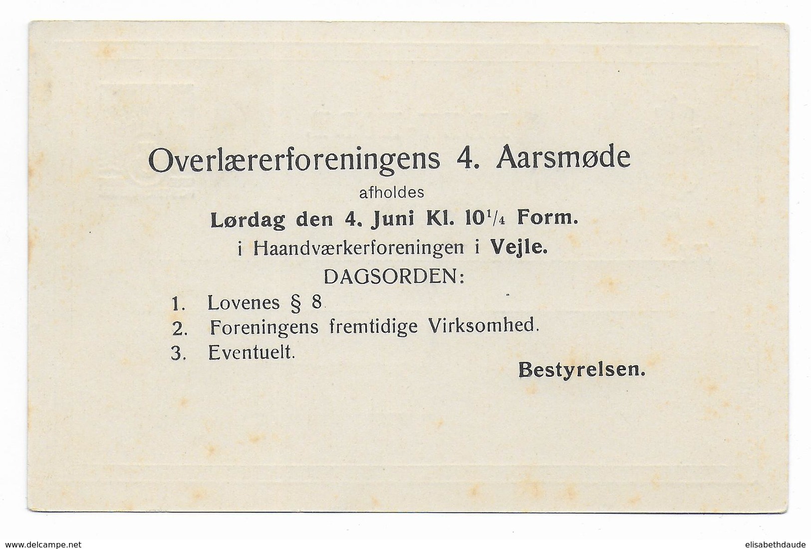 DANEMARK - 1908 - CP ENTIER TYPE "CHIFFRE" Avec REPIQUAGE PRIVE ! - Ganzsachen