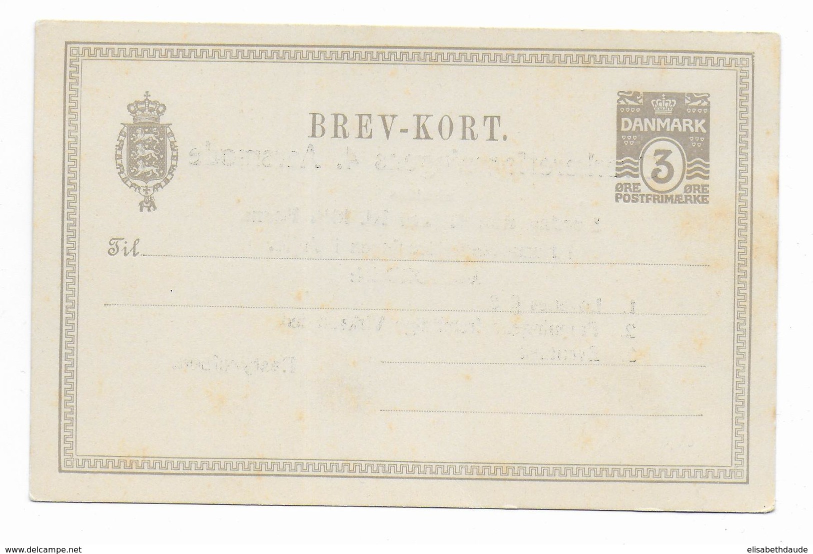 DANEMARK - 1908 - CP ENTIER TYPE "CHIFFRE" Avec REPIQUAGE PRIVE ! - Interi Postali