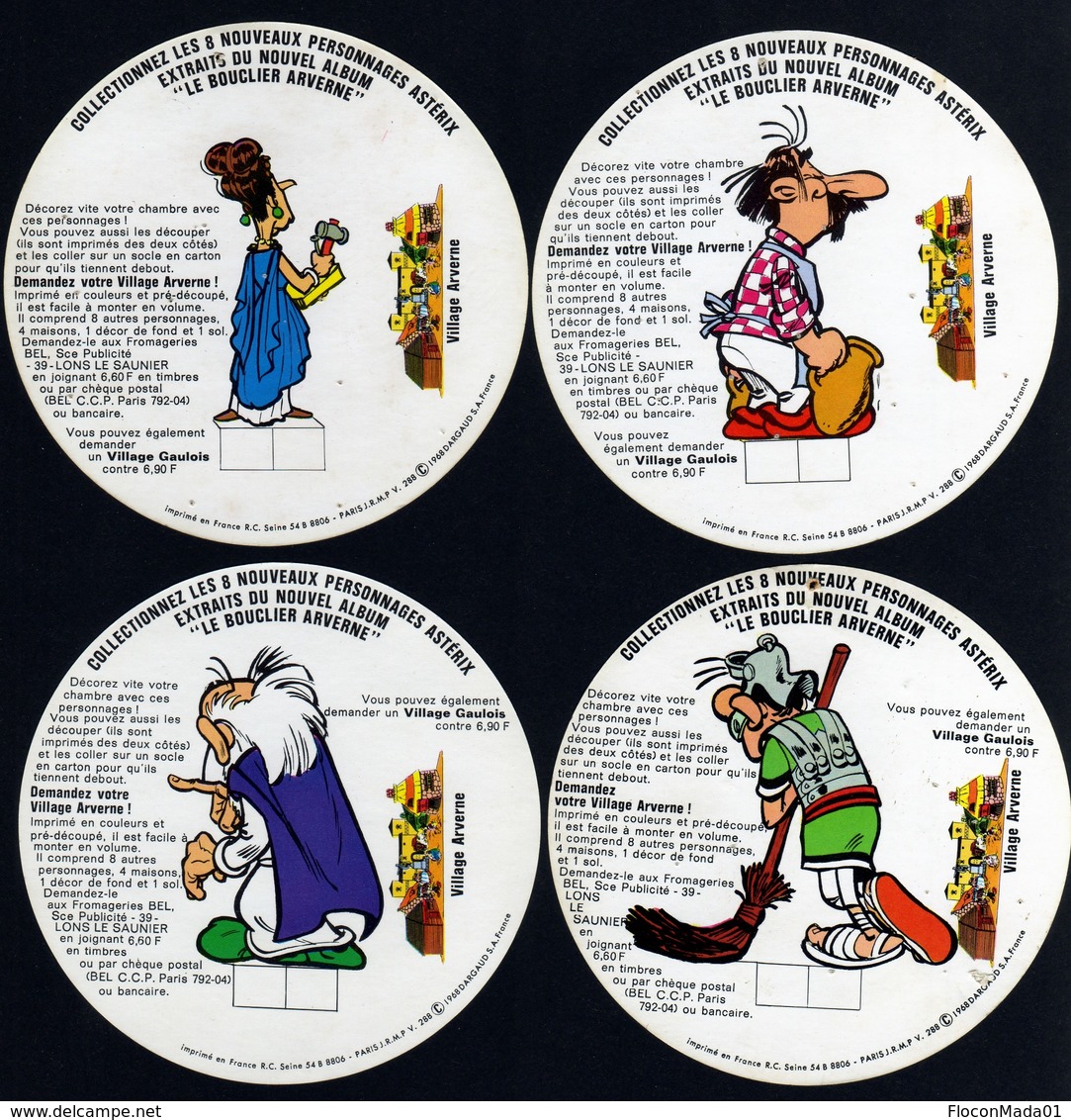 Images Publicitaires La Vache Qui Rit Collection Personnages Astérix Village Arverne  7ex 1967 Voir Explications - Autres & Non Classés