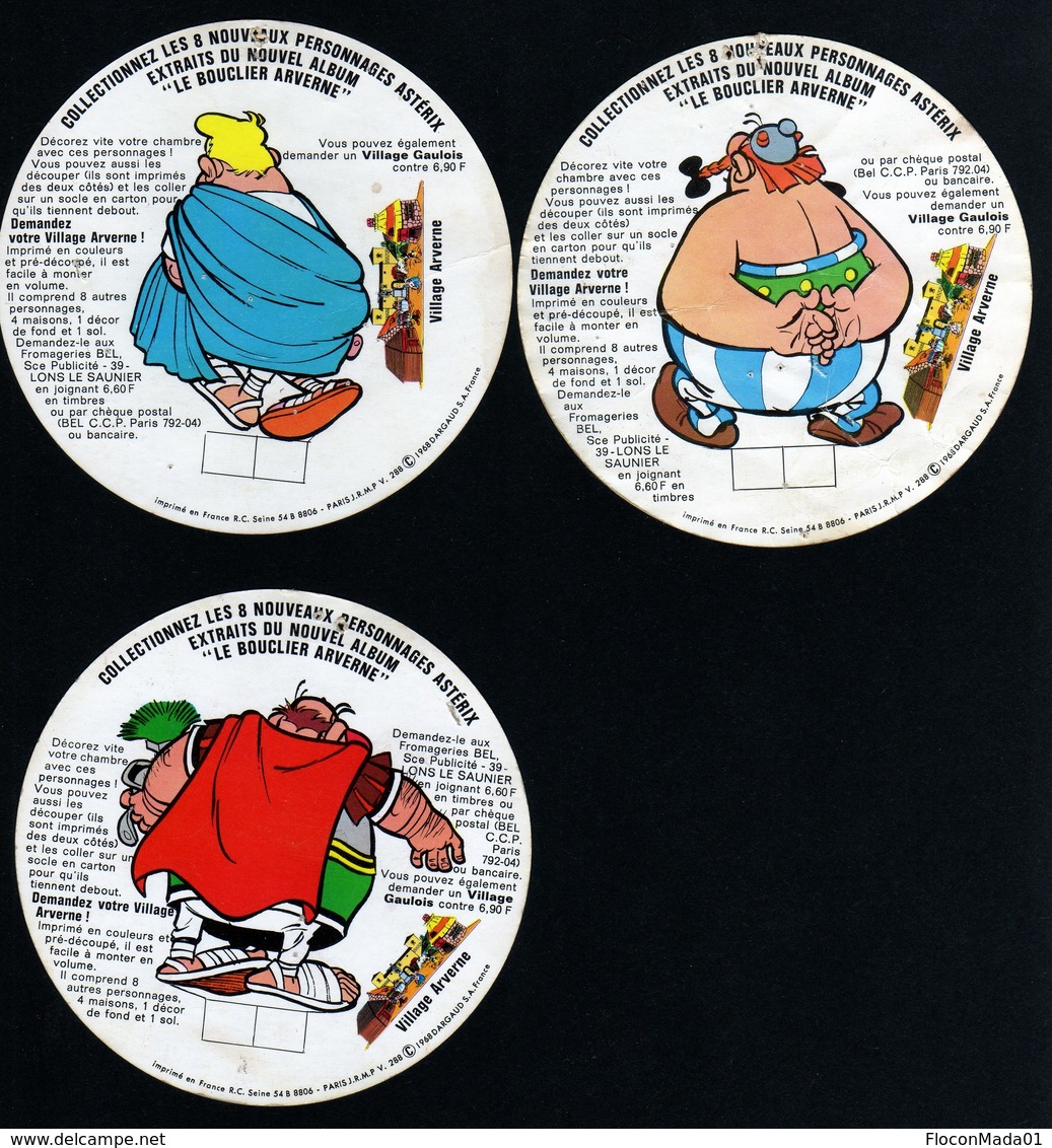 Images Publicitaires La Vache Qui Rit Collection Personnages Astérix Village Arverne  7ex 1967 Voir Explications - Autres & Non Classés