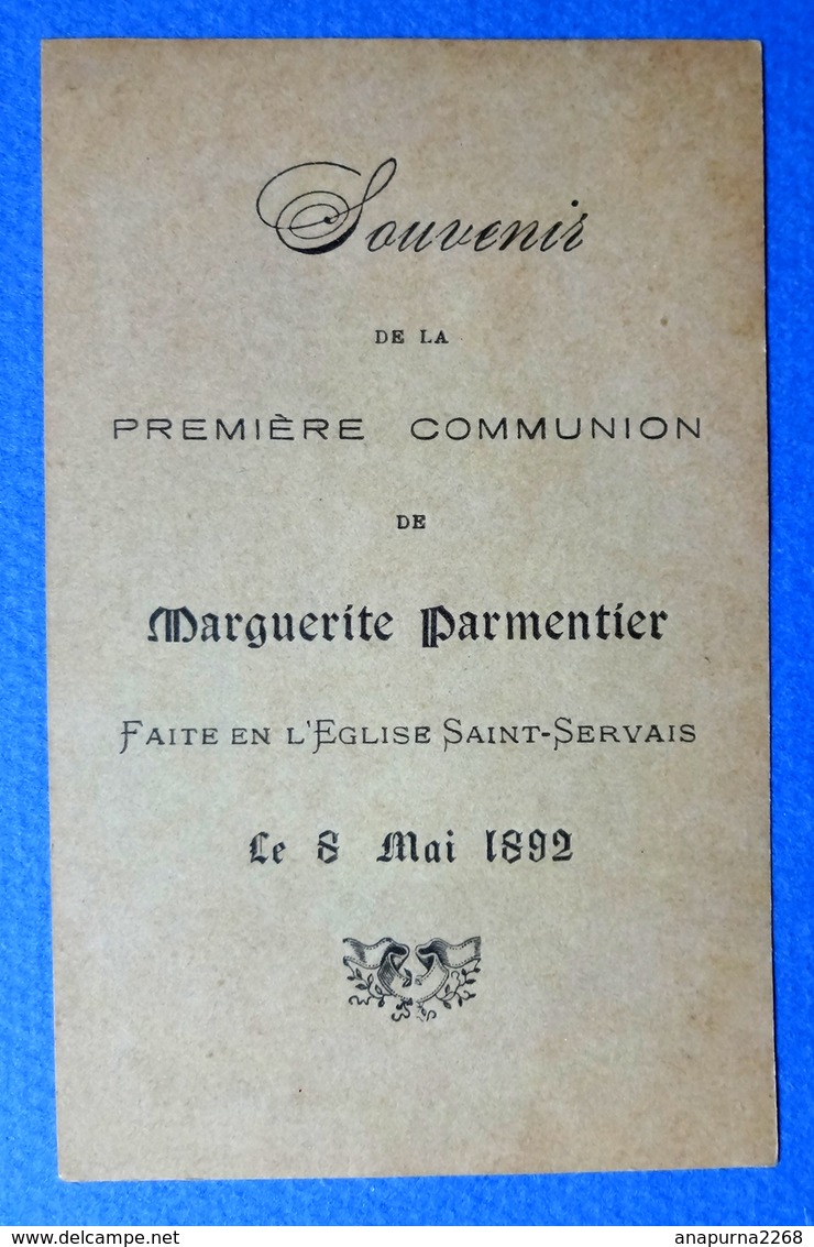 IMAGE  PIEUSE  .....1892....ED.BOUASSE JEUNE.....SOUVENIR DE COMMUNION ...SACRE COEUR...... DORURES - Images Religieuses