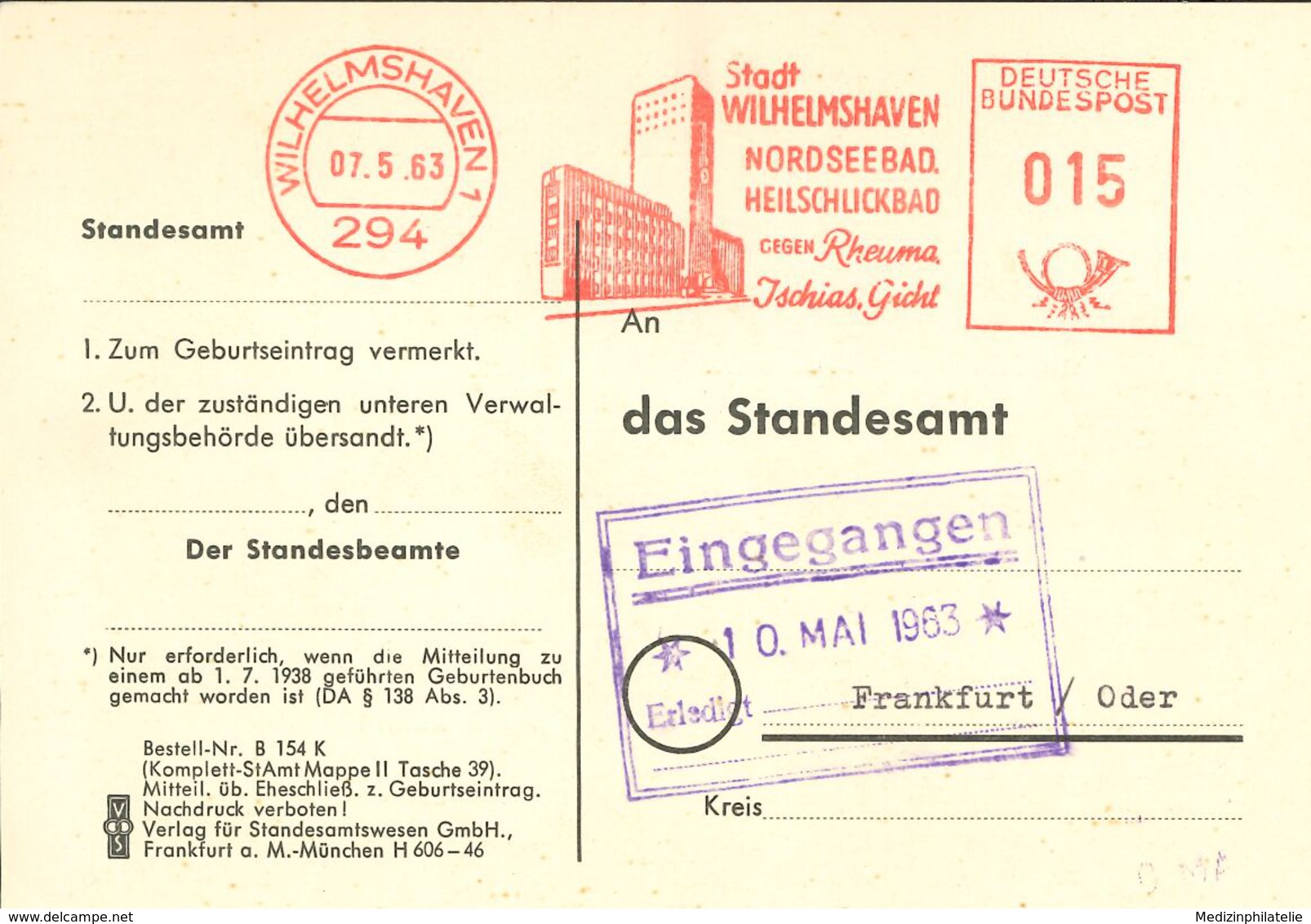 AFS Nordseebad Heil-Schlickbad - Rheuma Ischias Gicht Wilhelmshaven 294 1963 - Bäderwesen