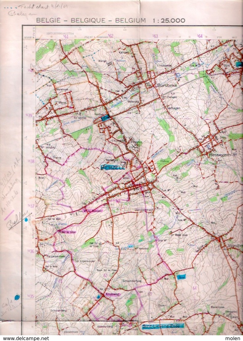 ©1975 HERZELE NINOVE STAFKAART 30/3-4 HAALTERT DENDERLEEUW  LIEDEKERKE ROOSDAAL WELLE KERKSKEN IDDERGEM AAIGEM S919 - Herzele