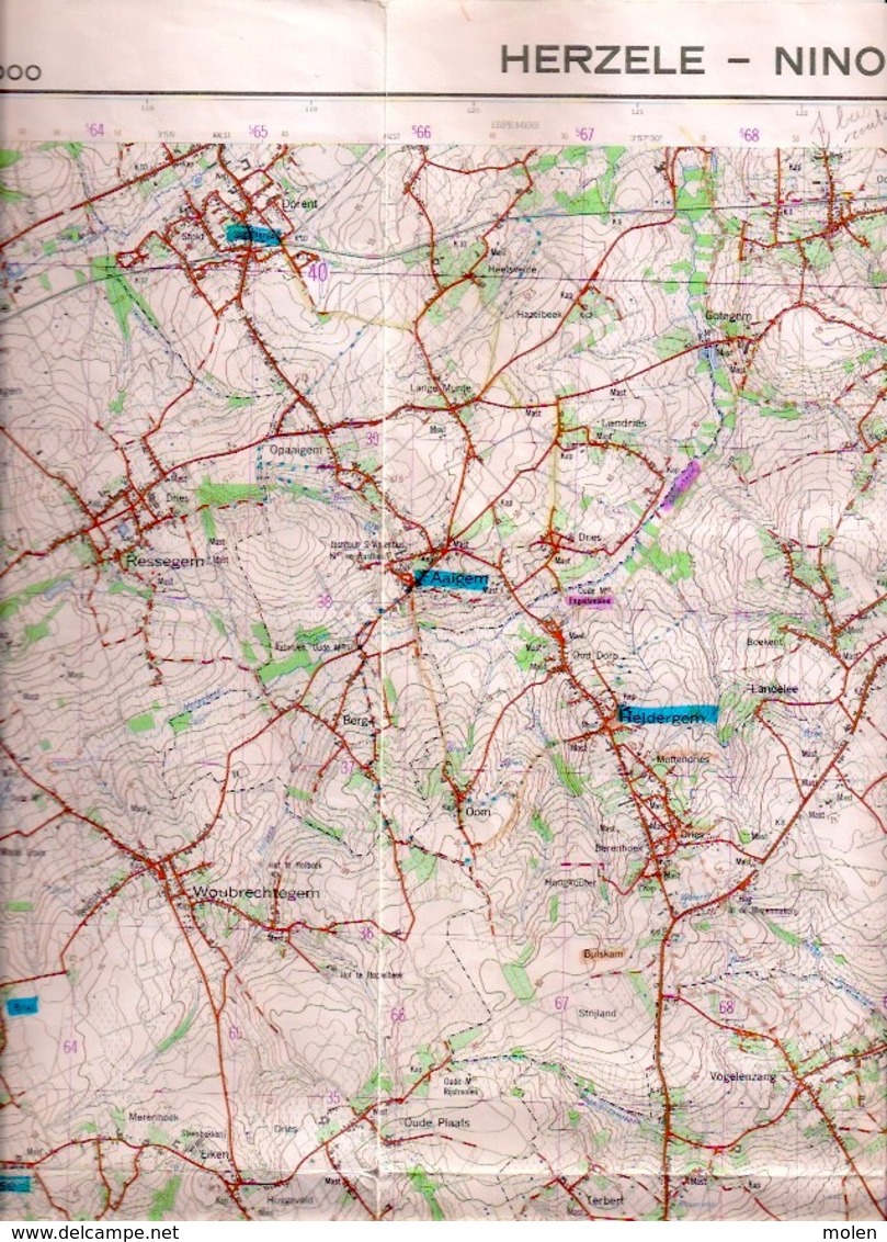 ©1975 HERZELE NINOVE STAFKAART 30/3-4 HAALTERT DENDERLEEUW  LIEDEKERKE ROOSDAAL WELLE KERKSKEN IDDERGEM AAIGEM S919 - Herzele