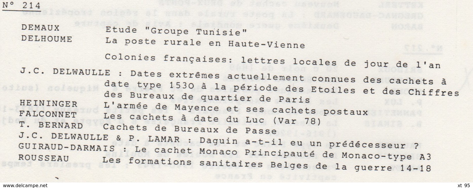 Les Feuilles Marcophiles - N°214 - Voir Sommaire - Frais De Port 2€ - Filatelia E Historia De Correos