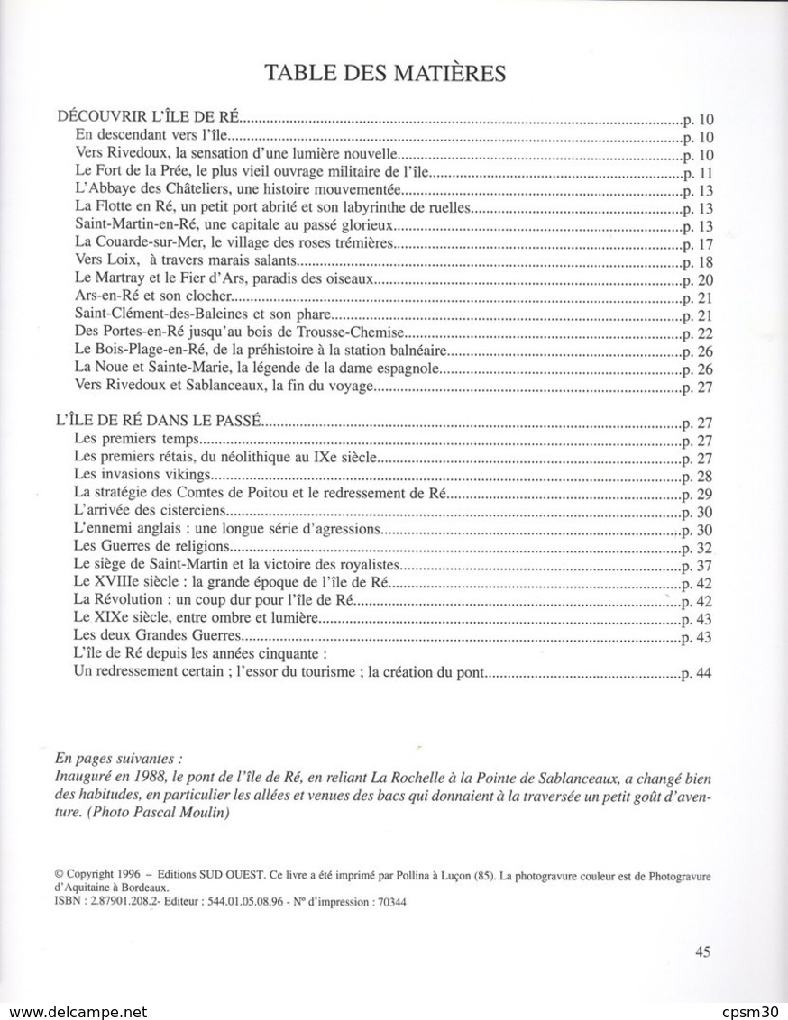 Livre -  RÉ, L'Ile Blanche, éditions Sud Ouest, 1996, 46 Pages - Poitou-Charentes
