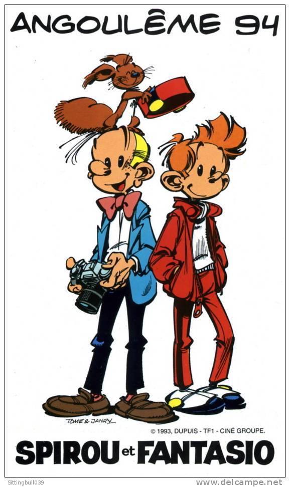 TOME & JANRY. SPIROU ET FANTASIO A ANGOULÊME 94. AUTOCOLLANT PUB. 1993 ED. DUPUIS. TF1. CINE GROUPE. - Autocollants