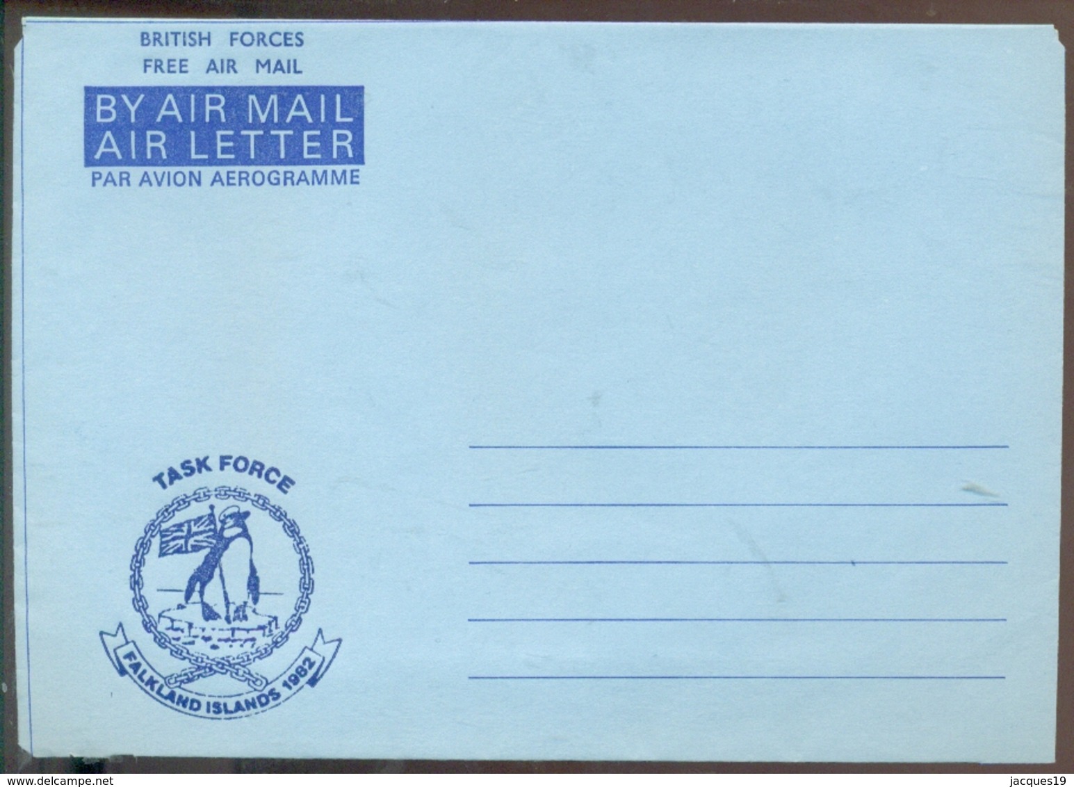 Falkland Islands 1982 Aerogramme Task Force British Forces Free Air Mail Unused - Falkland