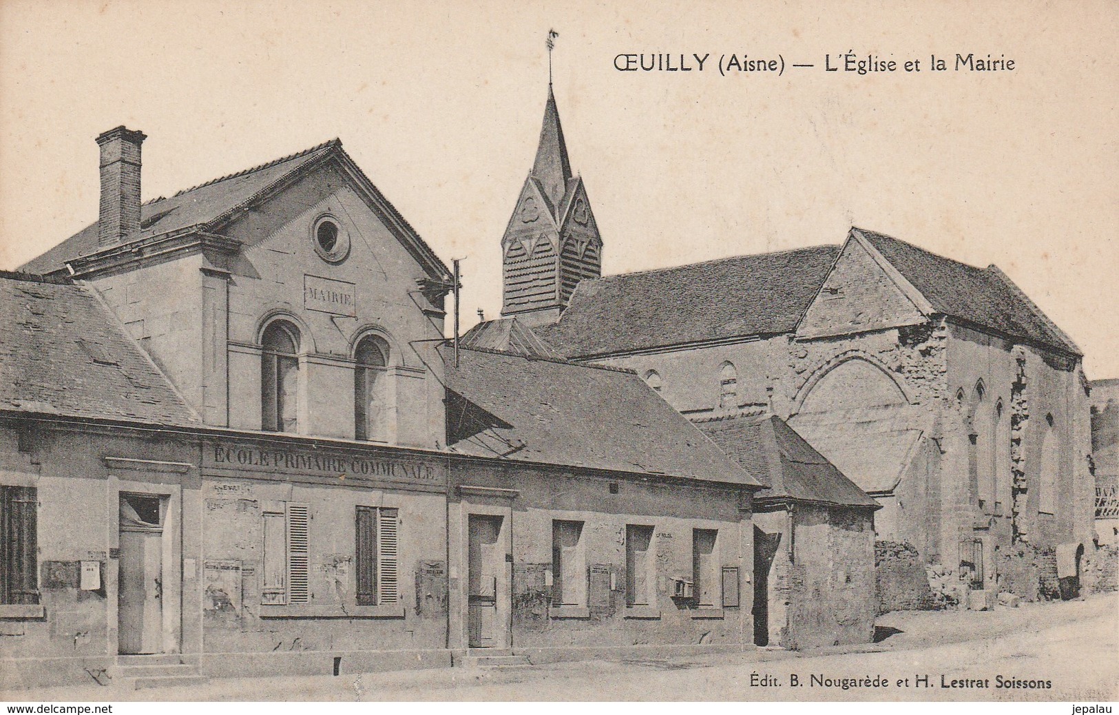 Oeuilly (Aisne) - L'église Et La Mairie - Autres & Non Classés