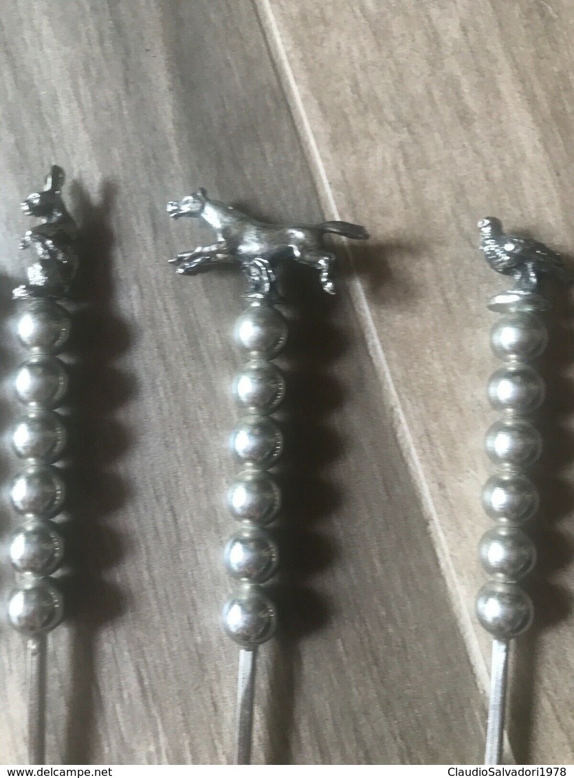 5 Picche A Spiedo - Hatelet - Torchiere - Spiedi Sculture Animali Palio Siena - Spoons