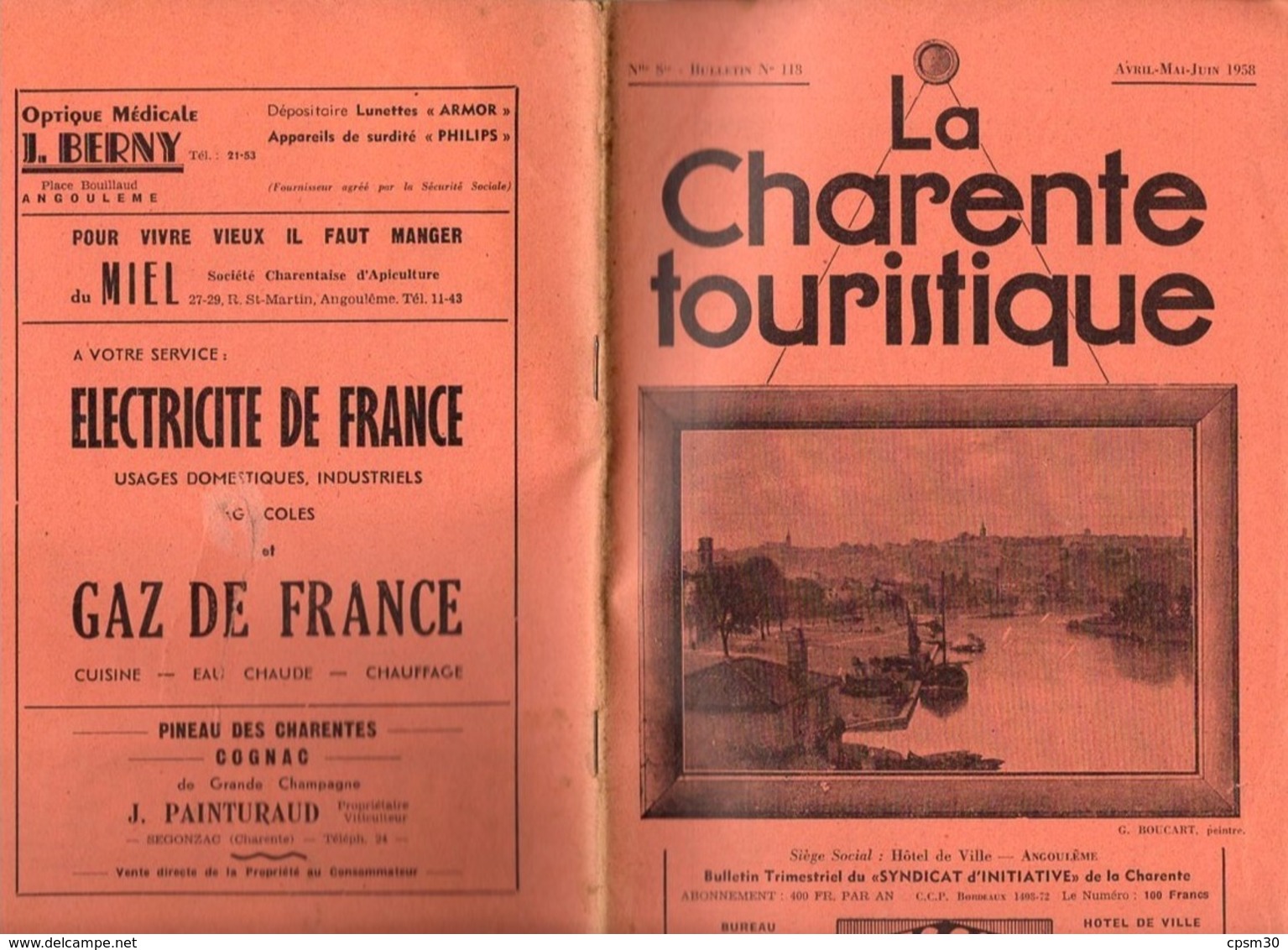 Revues "La Charente Touristique" six revues n° 105, 111, 117, 118, 120 et 123, 1955 à 1959