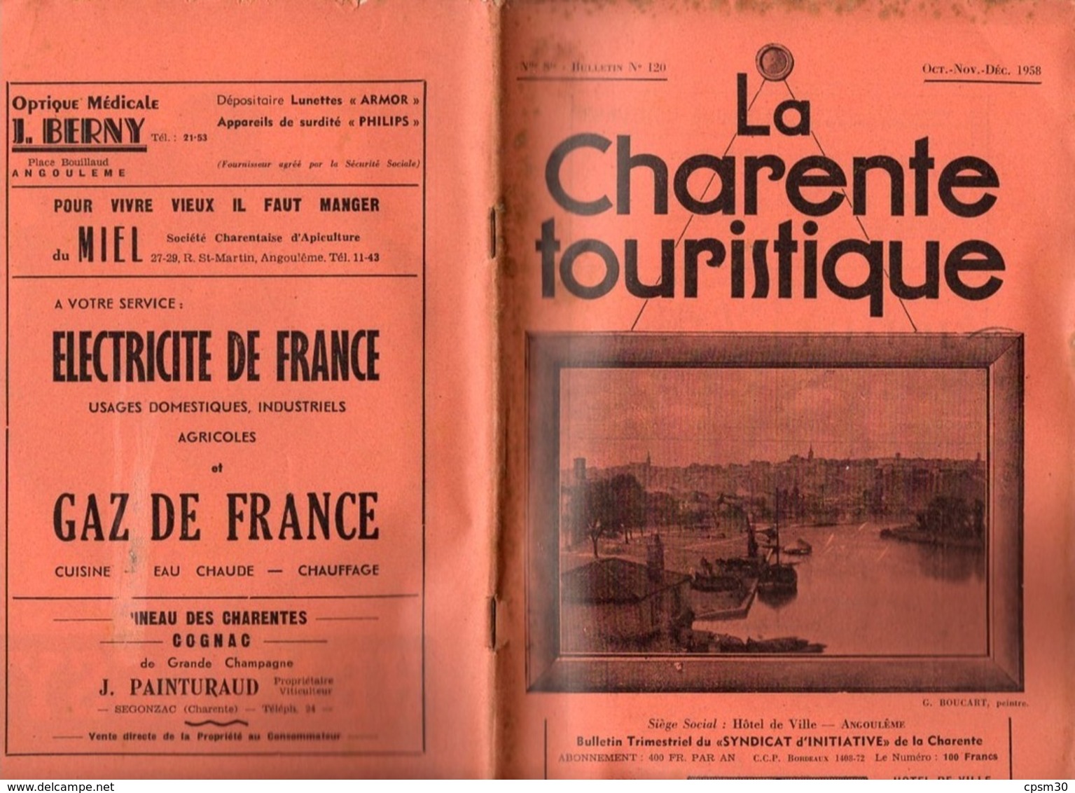 Revues "La Charente Touristique" six revues n° 105, 111, 117, 118, 120 et 123, 1955 à 1959