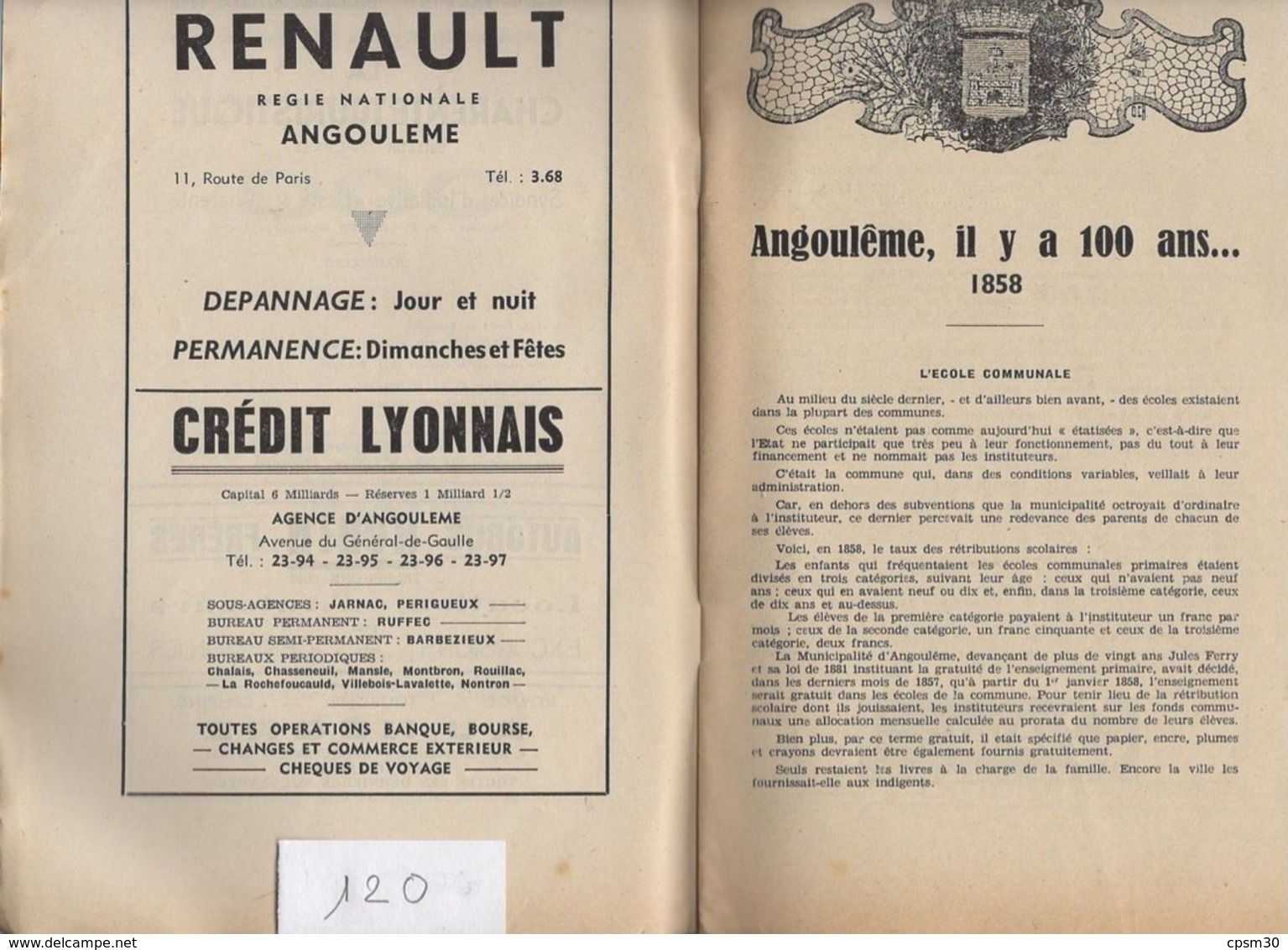 Revues "La Charente Touristique" six revues n° 105, 111, 117, 118, 120 et 123, 1955 à 1959