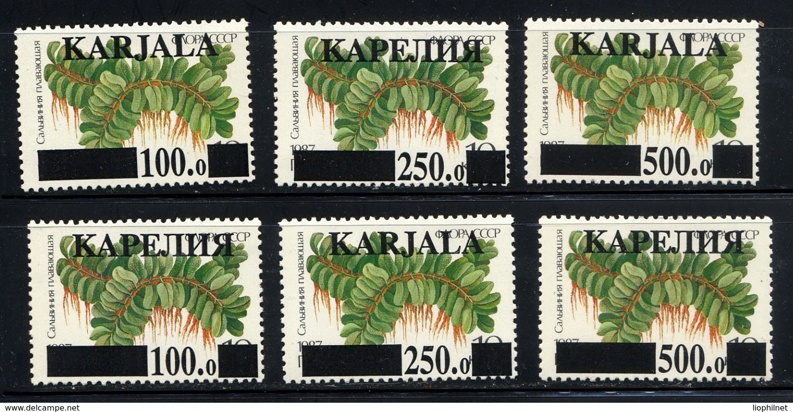 CARELIE KARJALA, Emission Locale / Local Issue Sur SU / Russia, 6 Valeurs, Surcharges / Overprinted. R849 - Sonstige & Ohne Zuordnung