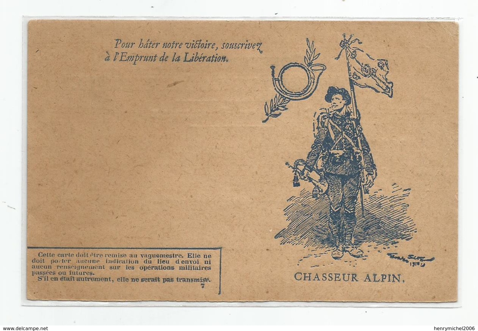 Carte En Franchise Chasseur Alpin Emprunt De Libération - Brieven En Documenten