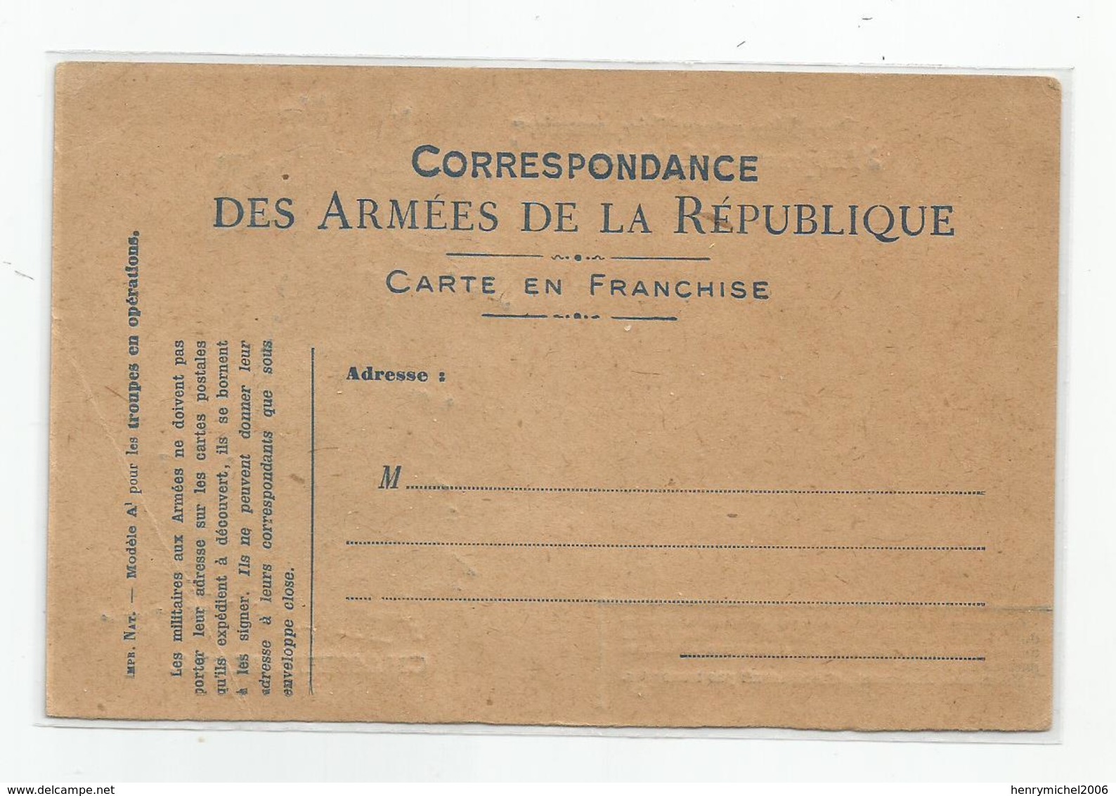 Carte En Franchise Chasseur Alpin Emprunt De Libération - Storia Postale