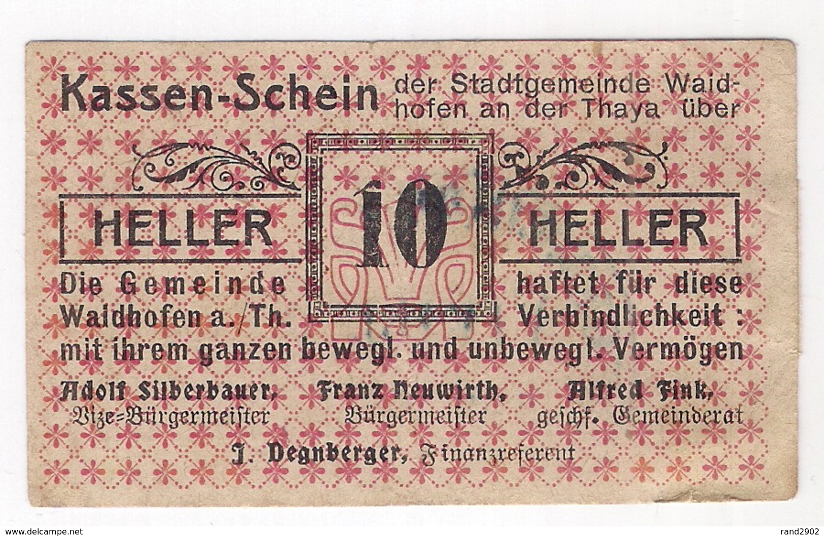 Österreich Austria Notgeld 10 HELLER FS1125I WAIDHOFEN /192M/ - Autriche