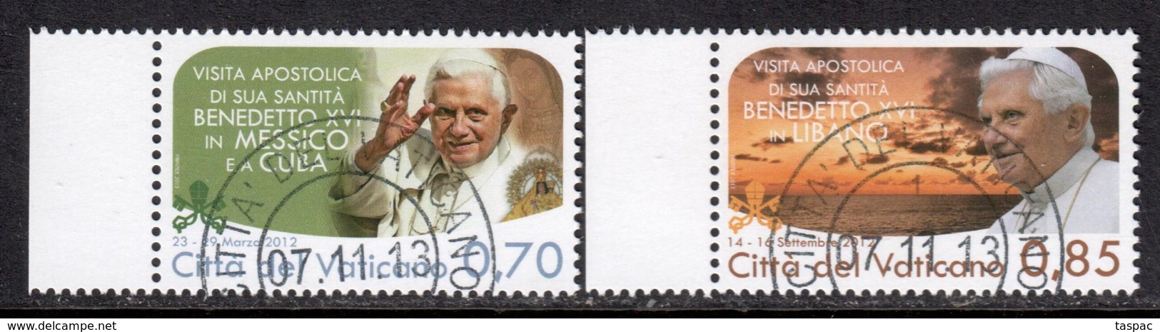 Vatican 2013 Mi# 1790-1791 Used - Pope's Travels In 2012 - Gebruikt