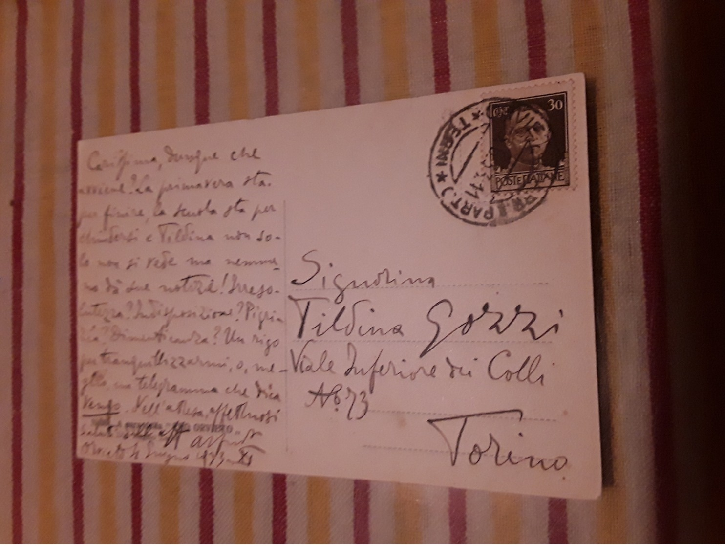 Cartolina Postale 1933, Orvieto, Monumento Agli Ex Alunni, Palazzo Clementini, Opera Di Paolo Pollidori - Terni