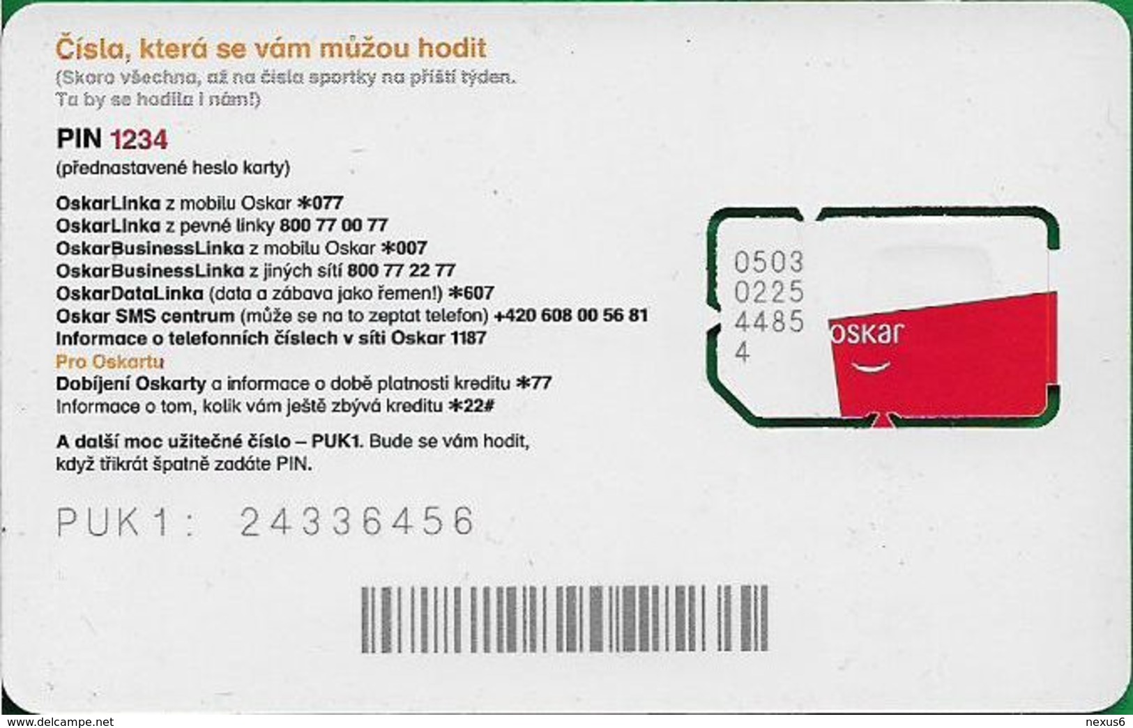 Czech Republic - Oskar - Koupelne #1 (Black Chip Module Lines), GSM SIM2 Mini, Mint - República Checa