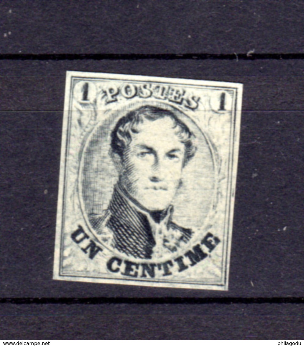 1c Léopold 1er, Réimpression Médaillon En Noir, 9 Sans Gomme, Cote 185 €, - 1849-1865 Medaillons (Varia)