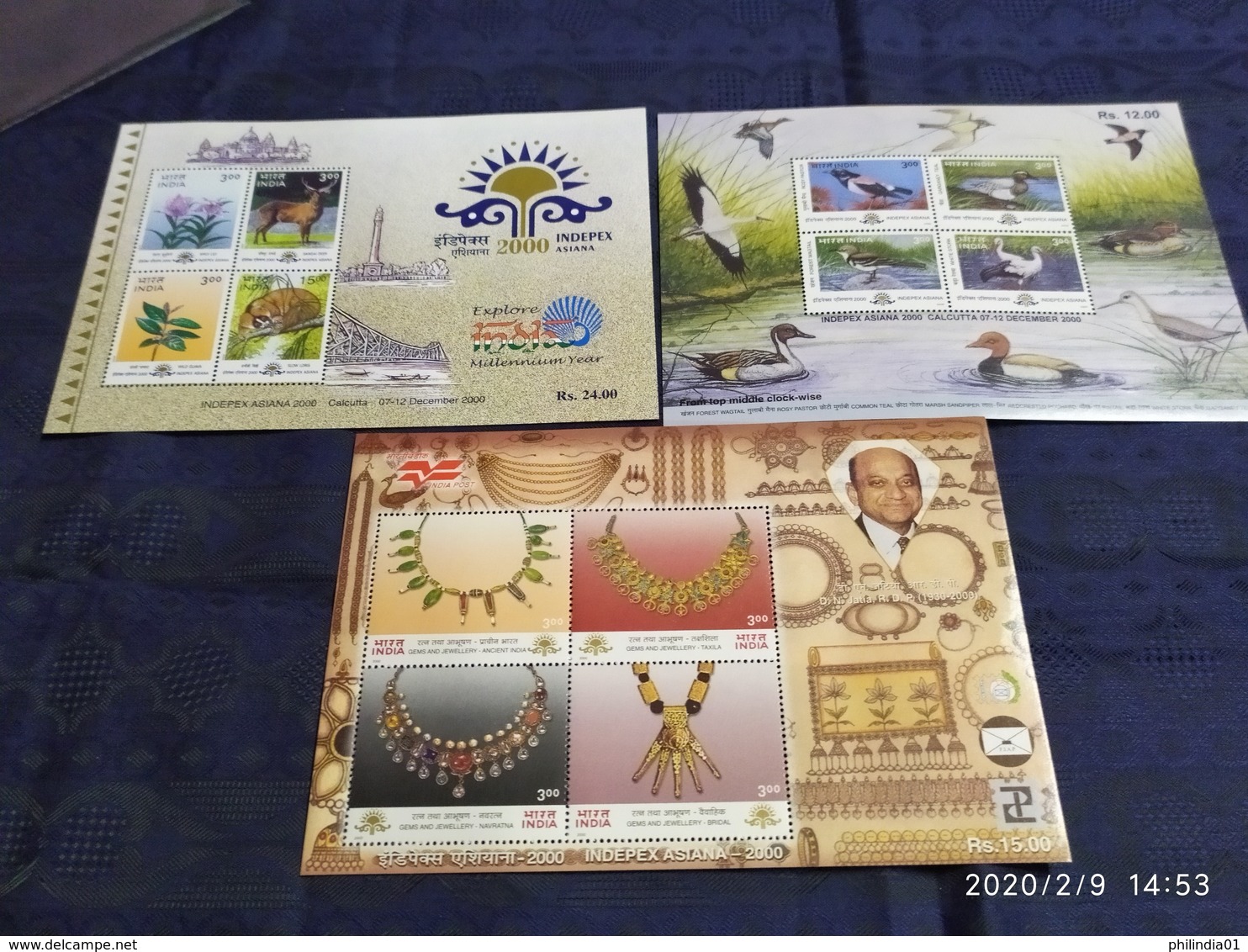 India 2000 Year Pack Of 3 M/s On Fauna & Flora Gems & Jewellery Migratory Birds MNH - Komplette Jahrgänge