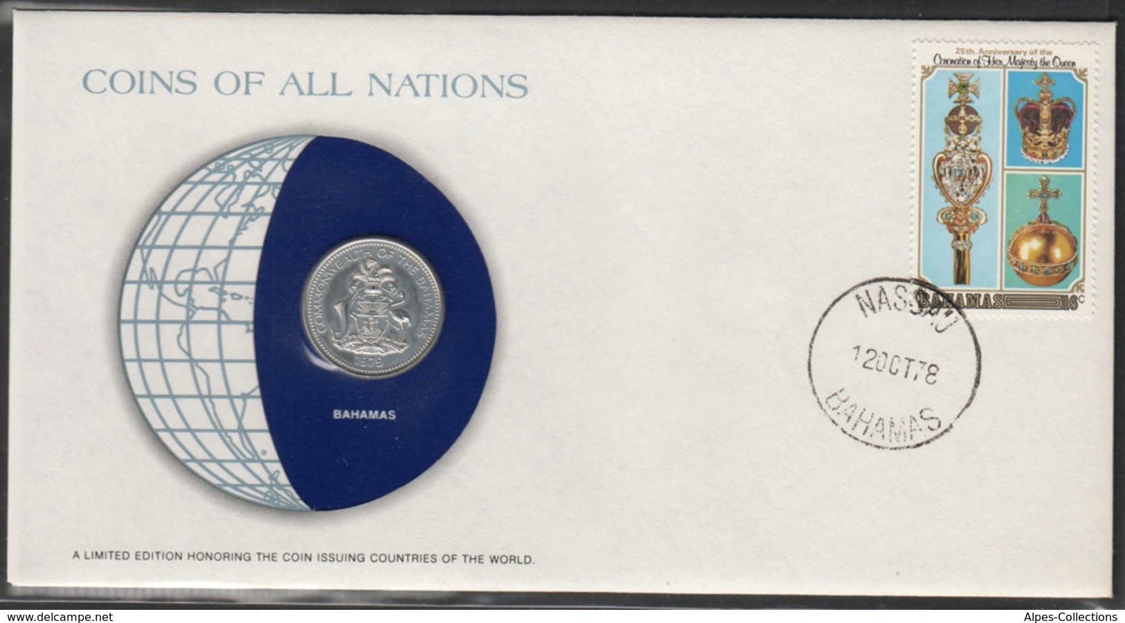 0125 - Numiscover / Enveloppe Numismatique - BAHAMAS - 25 Cents 1979 - Bahamas