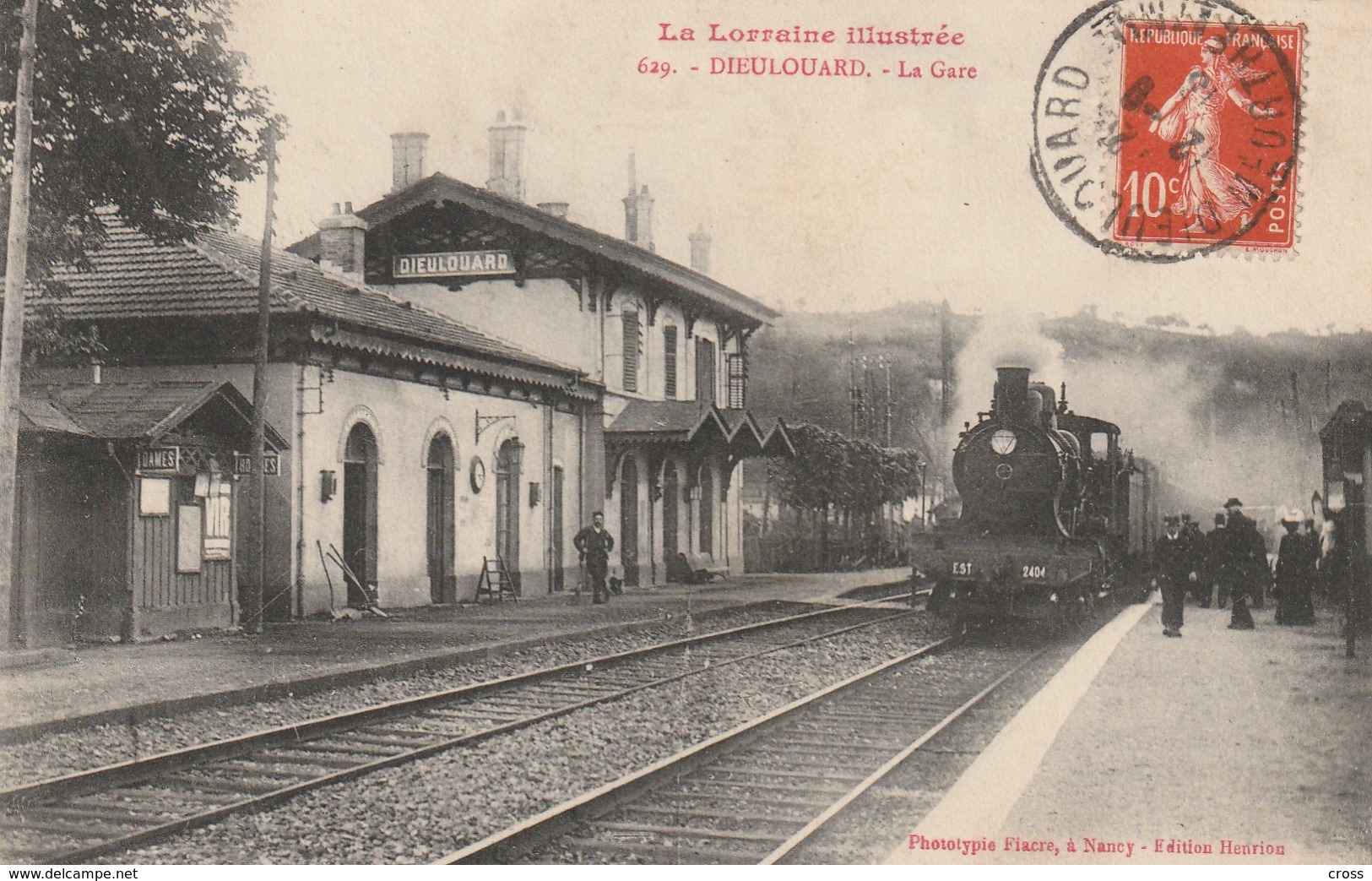 54  DIEULOUARD La Gare, Vue Intérieure, N° 629 Ed Henrion , Arrivée D'un Train - Dieulouard