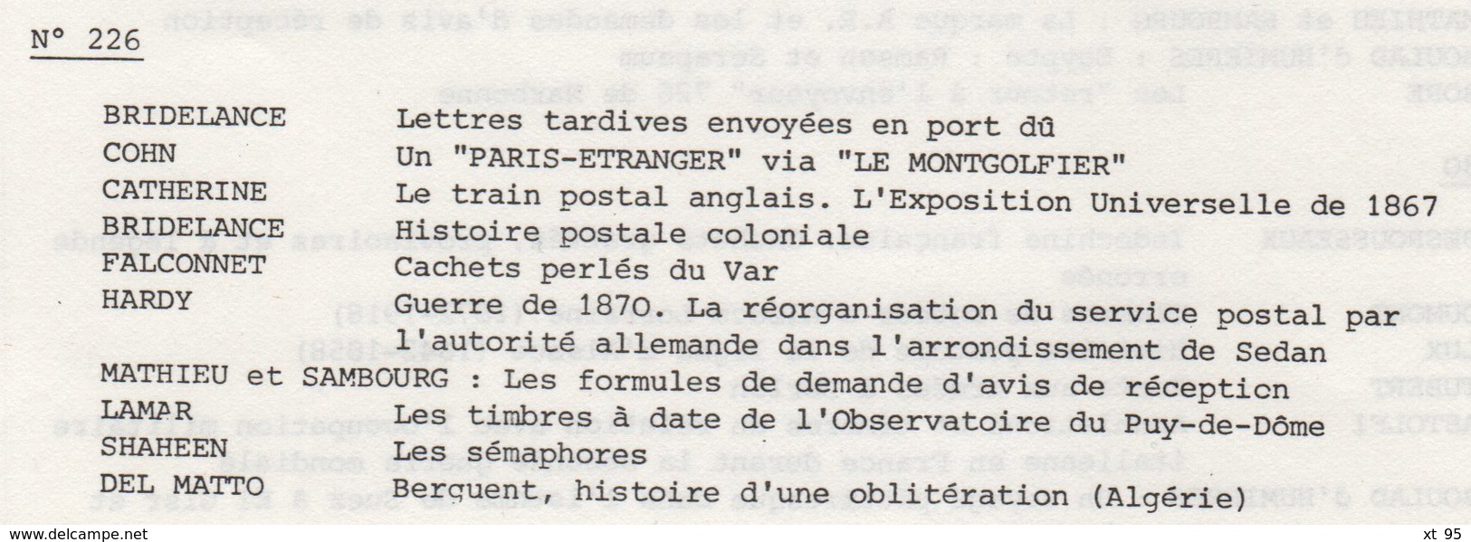 Les Feuilles Marcophiles - N°226 - Voir Sommaire - Frais De Port 2€ - Philatelie Und Postgeschichte