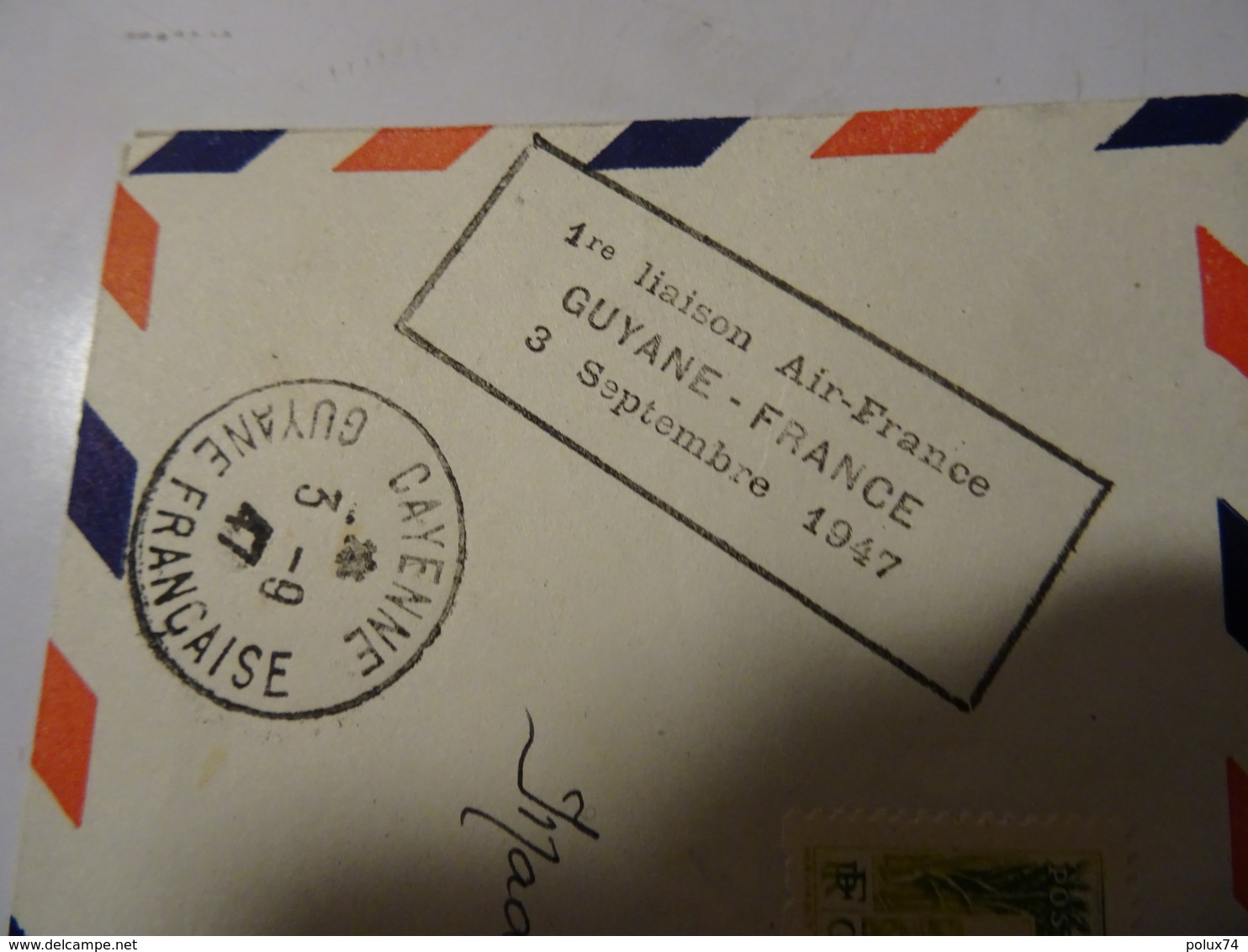 GUYANE POSTE AERIENNE 1947  I Liaison AIR FRANCE Pour Le FINISTERE - Lettres & Documents