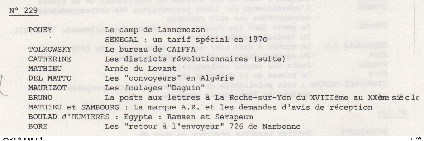Les Feuilles Marcophiles - N°229 - Voir Sommaire - Frais De Port 2€ - Filatelie En Postgeschiedenis