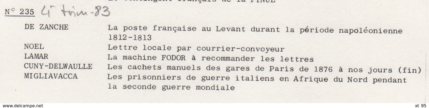 Les Feuilles Marcophiles - N°235 - Voir Sommaire - Frais De Port 2€ - Philately And Postal History