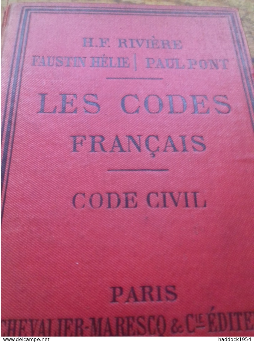 Code Civil RIVIERE Marescq Aîné 1896 - Recht