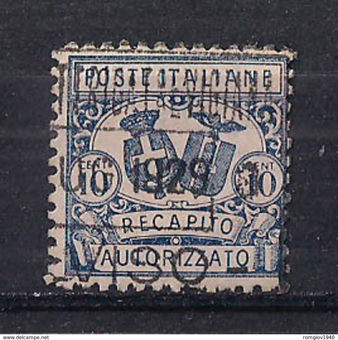 REGNO D'ITALIA  1928 RECAPITO AUTORIZZATO RE VITTORIO EMANUELE III SASS. 1 USATO  VF  (DENTELLATO 11) - Other & Unclassified